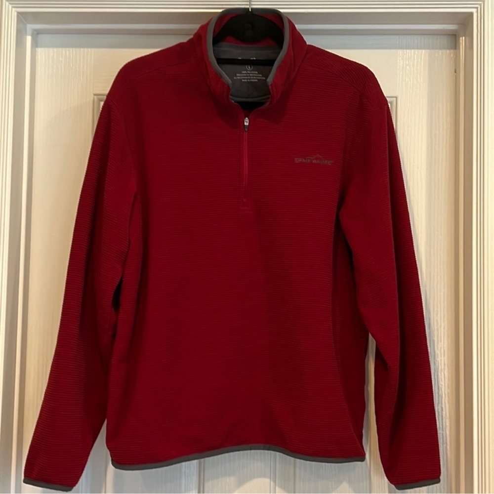 Eddie Bauer Large Red Quarter-zip Pullover Knit Jacket